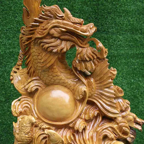 Cá hóa rồng gỗ xá xị cao 75cm