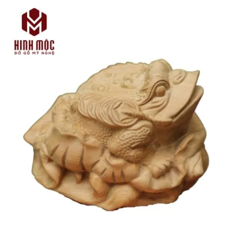 Cóc Thiềm Thừ mini gỗ bách xanh để xe ô tô cực đẹp
