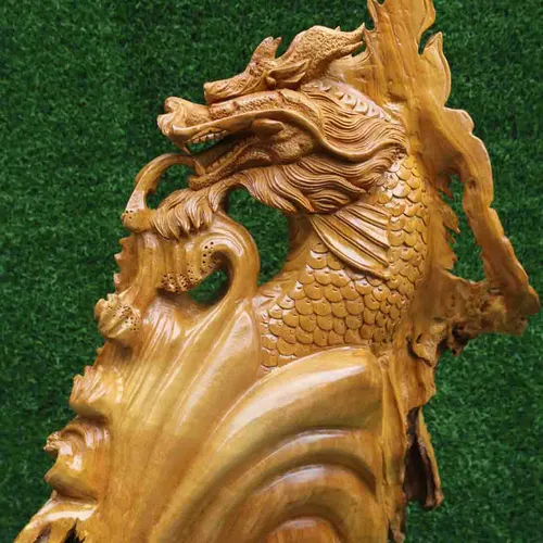 Cá hóa rồng gỗ xá xị cao 75cm