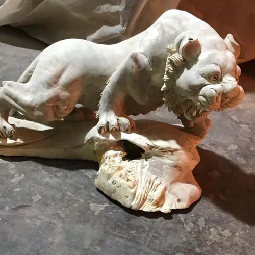 Tượng con hổ gỗ nu nghiến dài 50cm