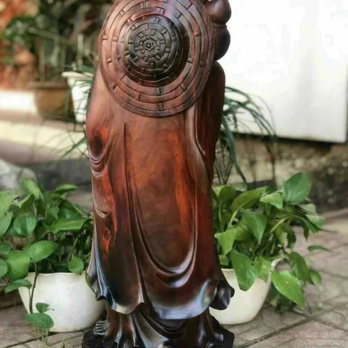 Đạt Ma xách giầy gỗ trắc cao 70cm