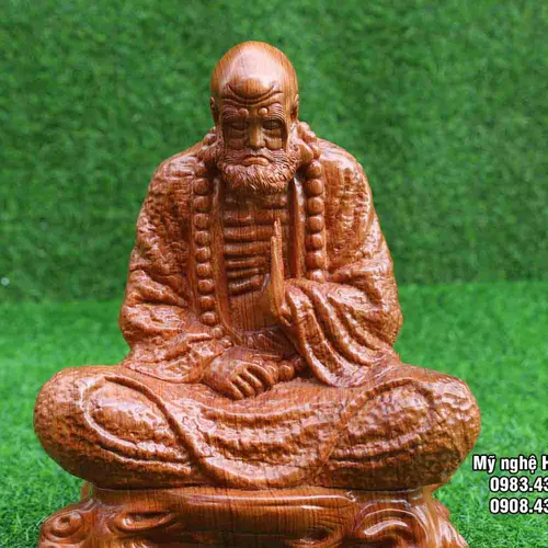 Đạt Ma ngồi thiền 30cm gỗ hương