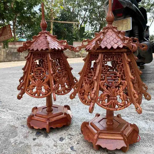 Đèn thờ gỗ hương đá cao 60cm