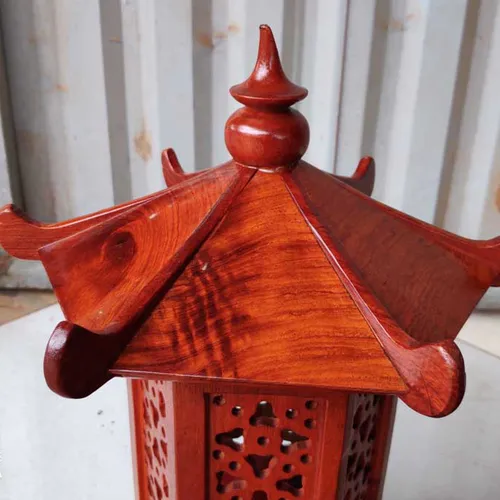 Đèn thờ chân lùn 40cm gỗ hương