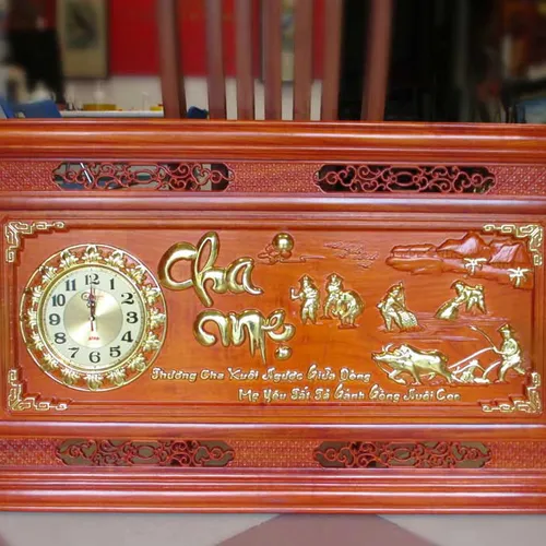 Tranh đồng hồ Cha Mẹ 127*67cm