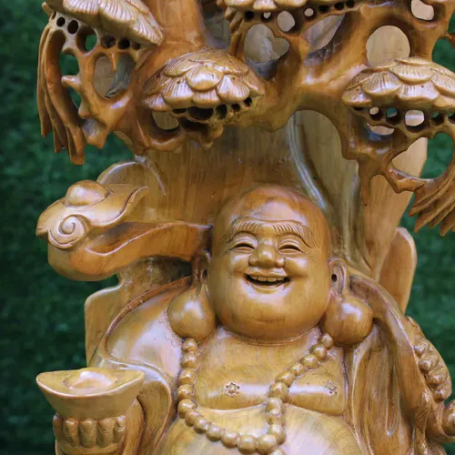 Di Lặc đứng tùng cao 78cm gỗ xá xị