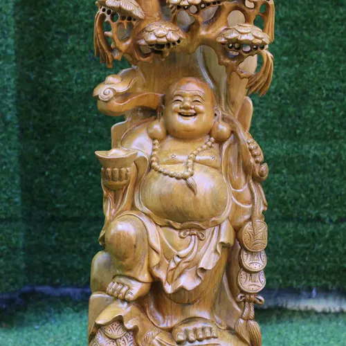 Di Lặc đứng tùng cao 78cm gỗ xá xị