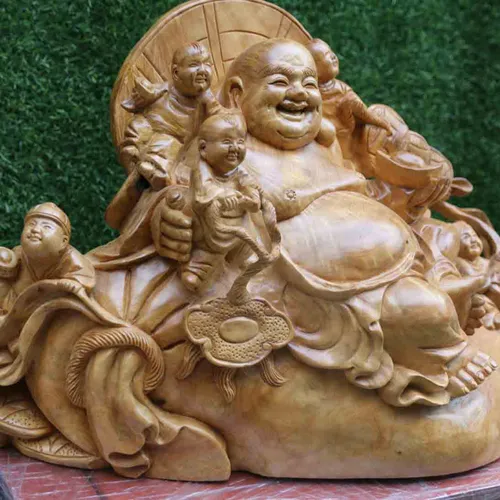 Di Lặc ngũ phúc gỗ xá xị