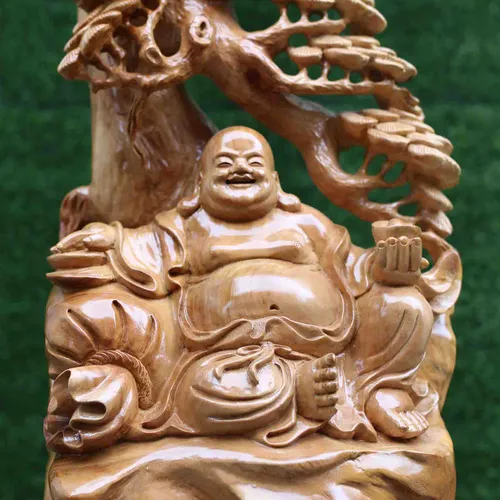 Di Lặc ngồi tùng cao 50cm gỗ gù hương