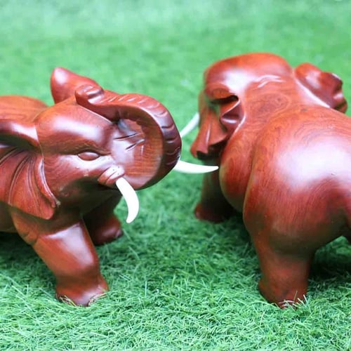 Đôi voi nhỏ gỗ hương ta dài 30cm