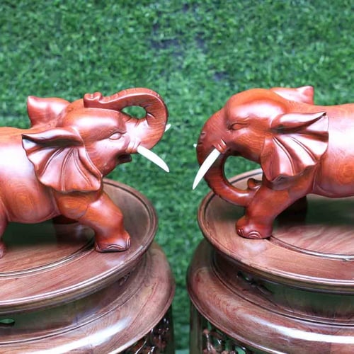Đôi voi nhỏ gỗ hương ta dài 30cm