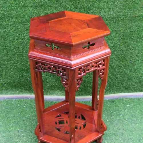Đôn cao 60cm mặt lục giác gỗ hương đá