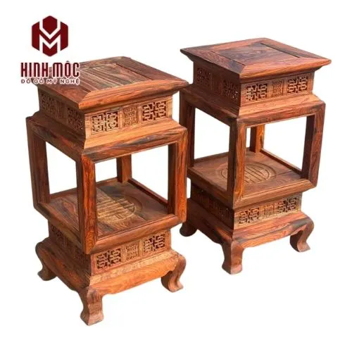 Đôn đèn gỗ trắc cao 60 cm, mặt vuông 30 cm siêu đẹp
