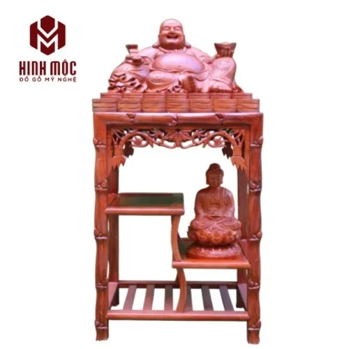Đôn gỗ 3 tầng kê tượng, cao 70cm, mặt chữ nhật 50x35cm