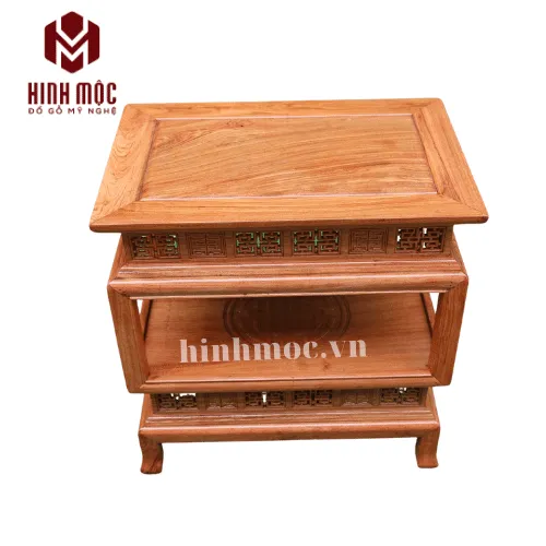 Đôn gỗ chữ nhật cao 60cm, mặt 60x40 cm, gỗ hương đá