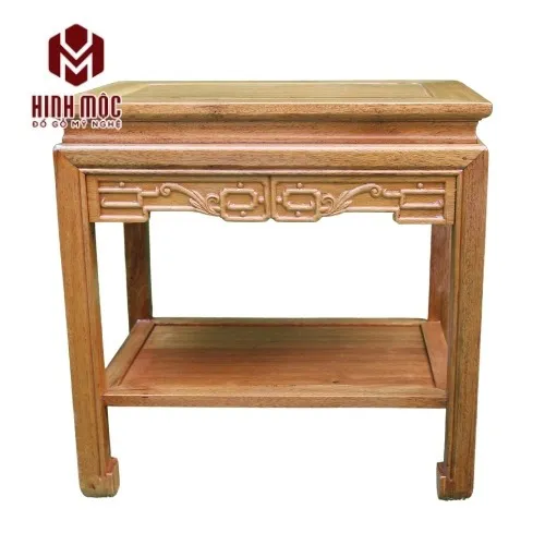 Đôn gỗ gụ cao 50cm, mặt chữ nhật 50x35cm, sơn trần