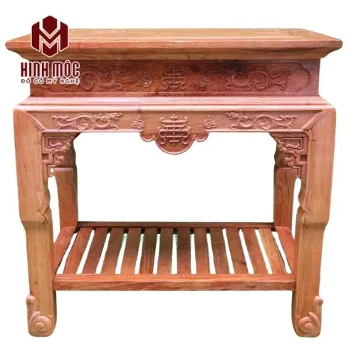 Đôn gỗ kê loa cao 60cm, mặt chữ nhật 60x40cm, yếm chạm rồng