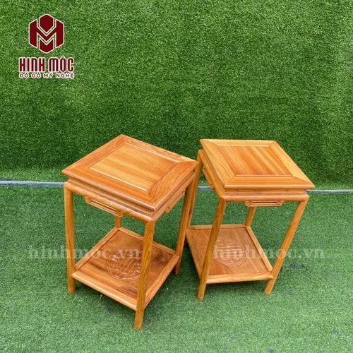 Đôn Tàu mặt vuông 35cm làm từ gỗ gõ, gỗ hương siêu đẹp