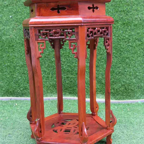 Đôn cao 60cm mặt lục giác gỗ hương đá