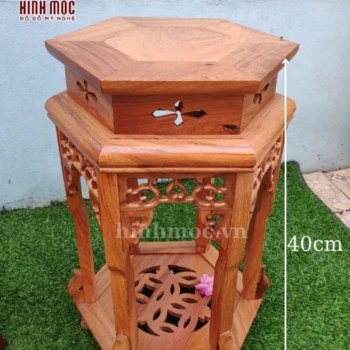 Đôn lục giác gỗ gõ đỏ cao từ 40-80cm cực đẹp
