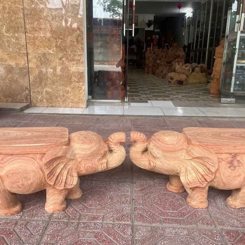 Voi gỗ dài 60cm làm đôn kê đồ