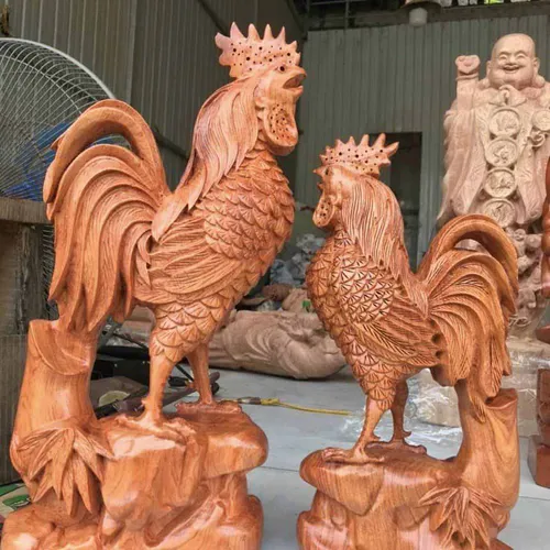 Tượng gà gỗ hương đá giá rẻ