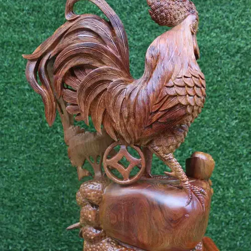 Tượng nhất kê gỗ hương cao 52cm