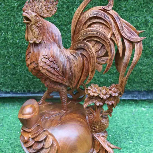 Tượng nhất kê gỗ hương cao 52cm