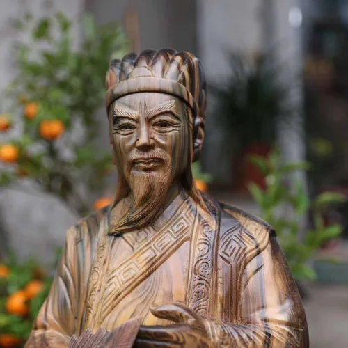 Tượng Gia Cát Lượng cao 60cm gỗ mun hoa