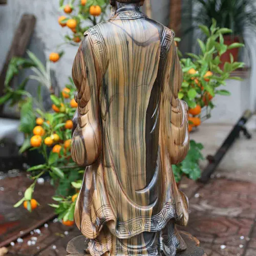 Tượng Gia Cát Lượng cao 60cm gỗ mun hoa