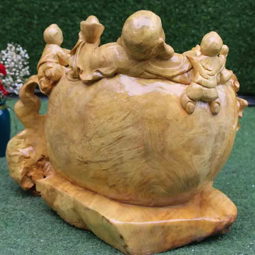 Di Lặc 2 tiểu đồng gỗ nu kháo