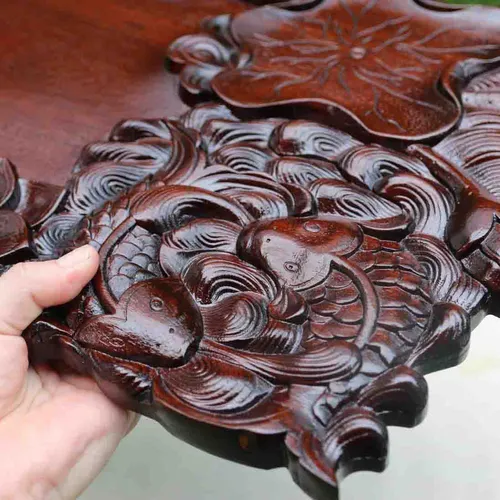 Khay cá chép gỗ gụ