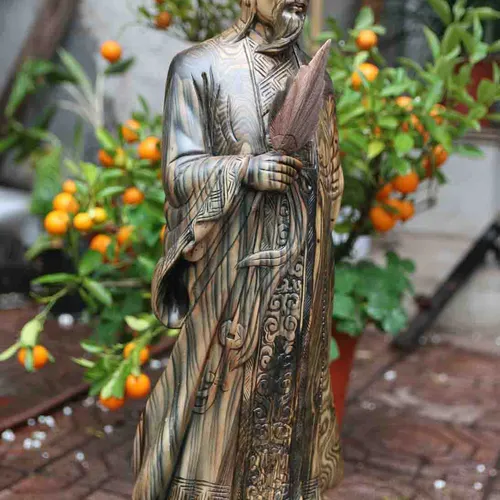 Tượng Gia Cát Lượng cao 60cm gỗ mun hoa