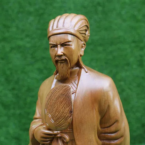 Tượng Khổng Minh cao 50cm gỗ bách xanh