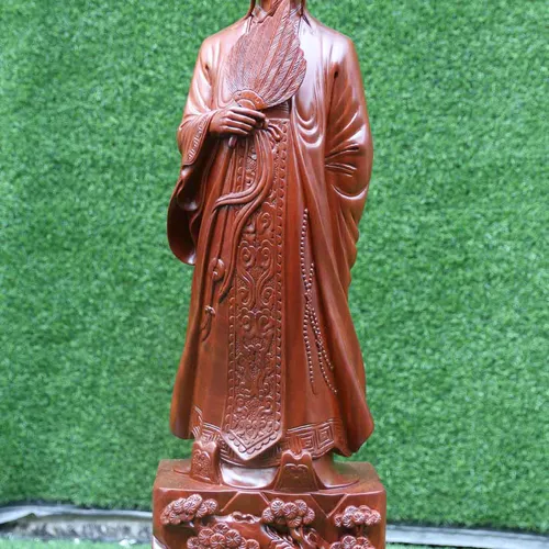 Khổng Minh cầm quạt cao 80cm bản đục tay