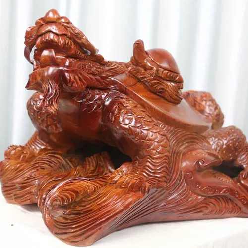 Rùa đầu rồng mẫu tử gỗ hương