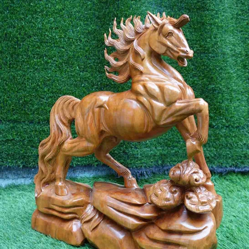 Cặp đôi ngựa phong thủy cao 60cm gỗ ngọc am