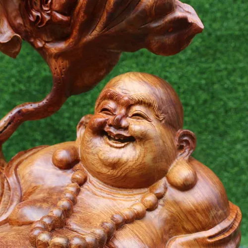 Tượng di lặc tam phúc cầm lá sen