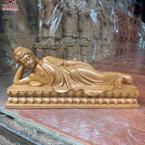 Tượng Phật nhập niết bàn gỗ bách xanh
