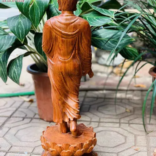 Tượng Thích Ca đứng 60cm gỗ hương