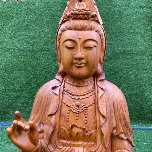 Tượng gỗ Bồ Tát ngồi đài sen 