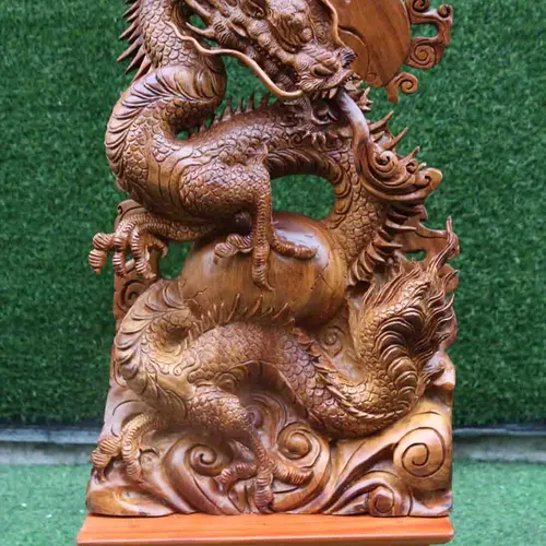 Rồng nhất long cao 85cm gỗ hương