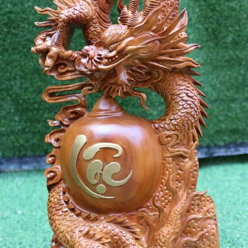 Đôi Rồng Gỗ Hương Ta Cao 60cm