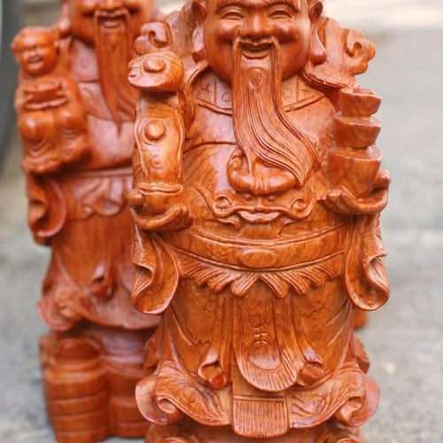 Bộ Phúc Lộc Thọ cao 30cm gỗ hương dáng chibi