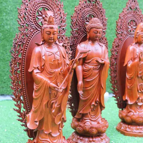Bộ Tây Phương Tam Thánh cao 60cm gỗ hương