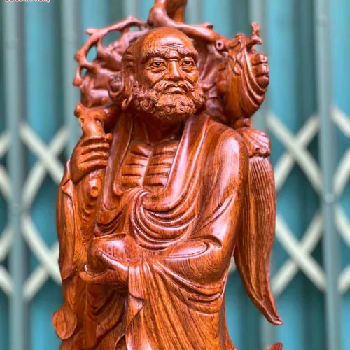 Đạt Ma khất thực gỗ hương cao 80cm