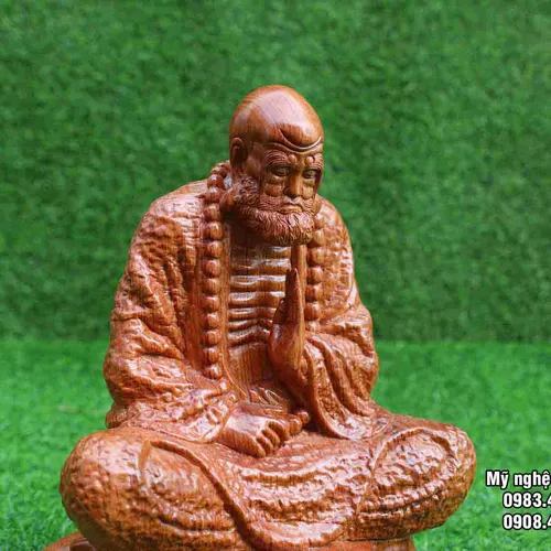 Đạt Ma ngồi thiền 30cm gỗ hương