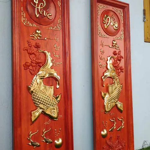 Tranh gỗ cá chép giá rẻ