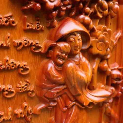 Tranh gỗ chữ cha mẹ dày 4cm mẫu mới