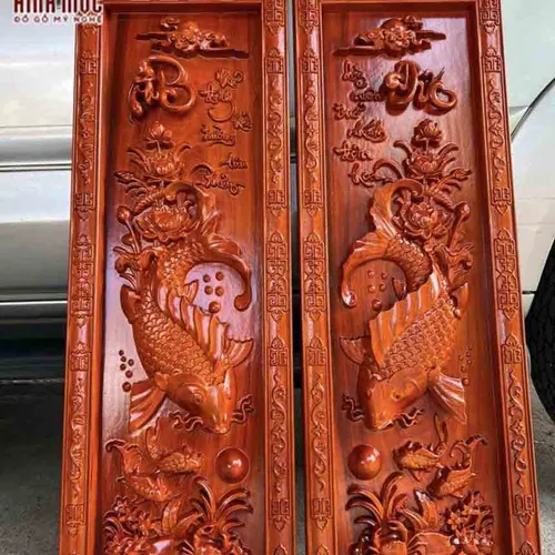 Tranh cá chép Phúc Đức đục sâu